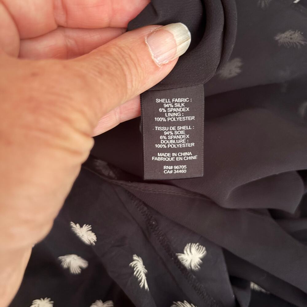 Rebecca Taylor Dandelion-Print Silk Shirtdress Black Size 12 - Picture 9 of 9